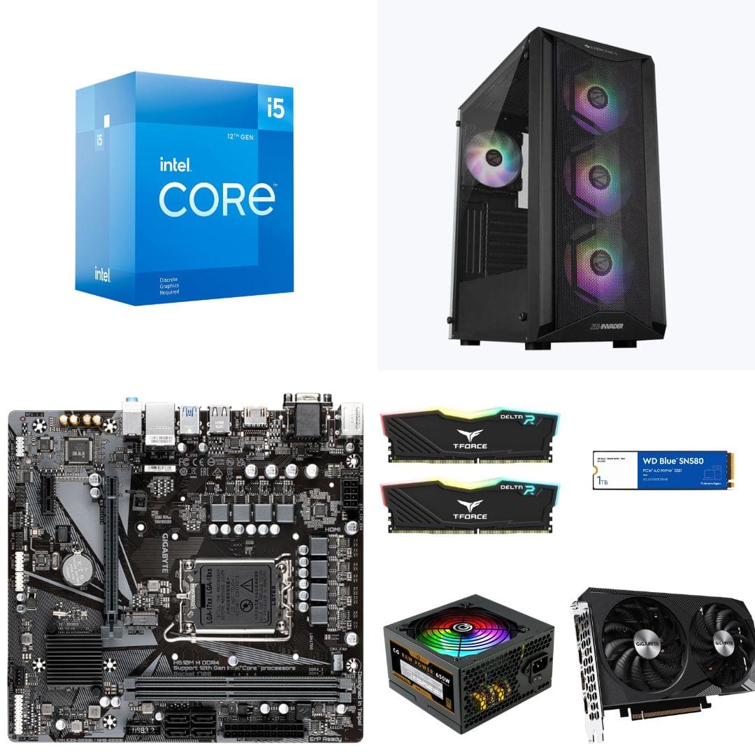 Assembled Computer Intel Core i5-12th gen, RTX 3060 12GB Graphics, 32GB 3200Mhz RAM, 1TB Gen4 SSD, 650 watt Power Supply, Air Cooler, ATX Mid Tower 4 Fan Cabinet, Windows 11 Pro