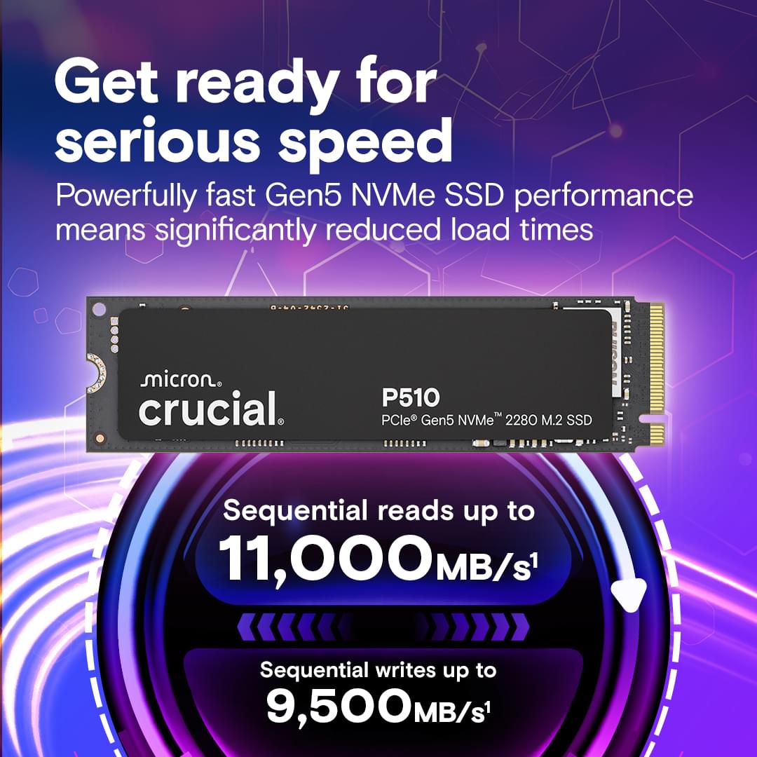 Crucial P510 1TB NVME Gen5 SSD 1