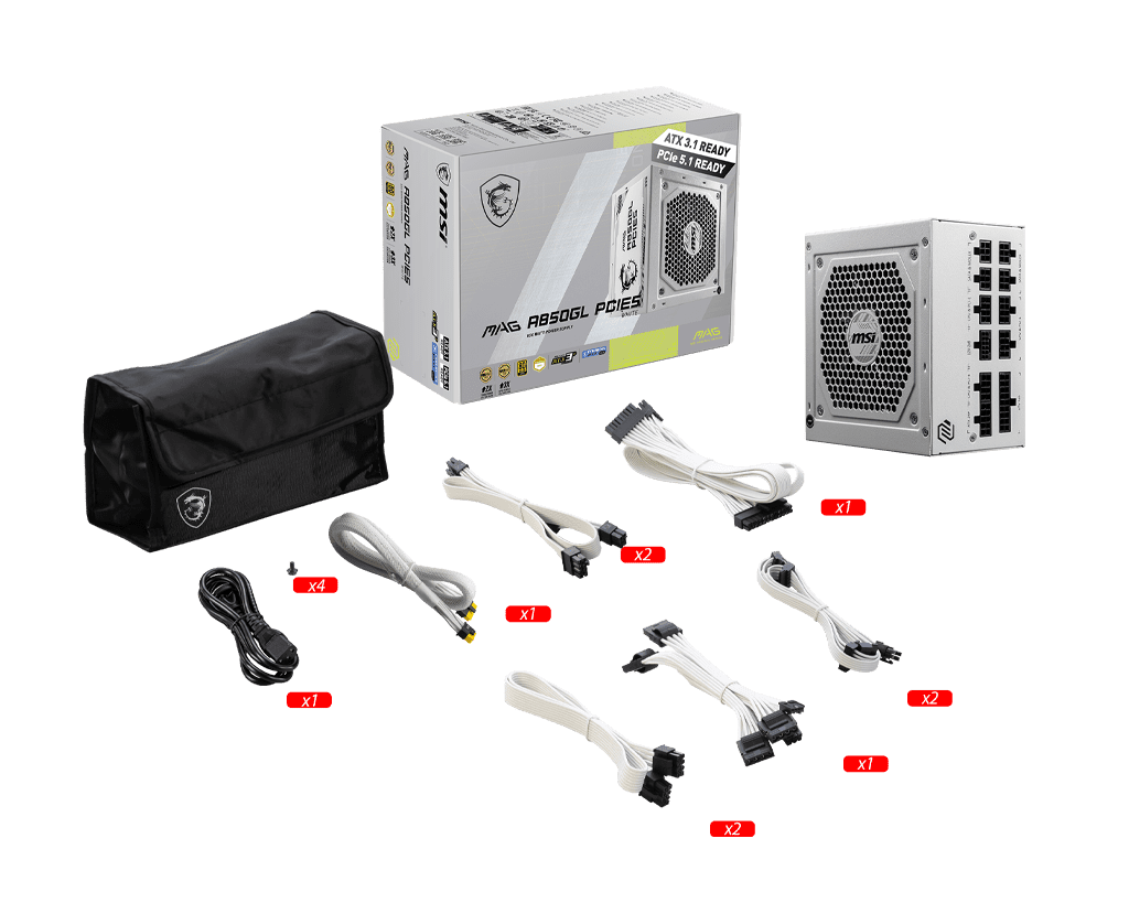 MSI MAG A850GL PCIe5 850W White SMPS 4