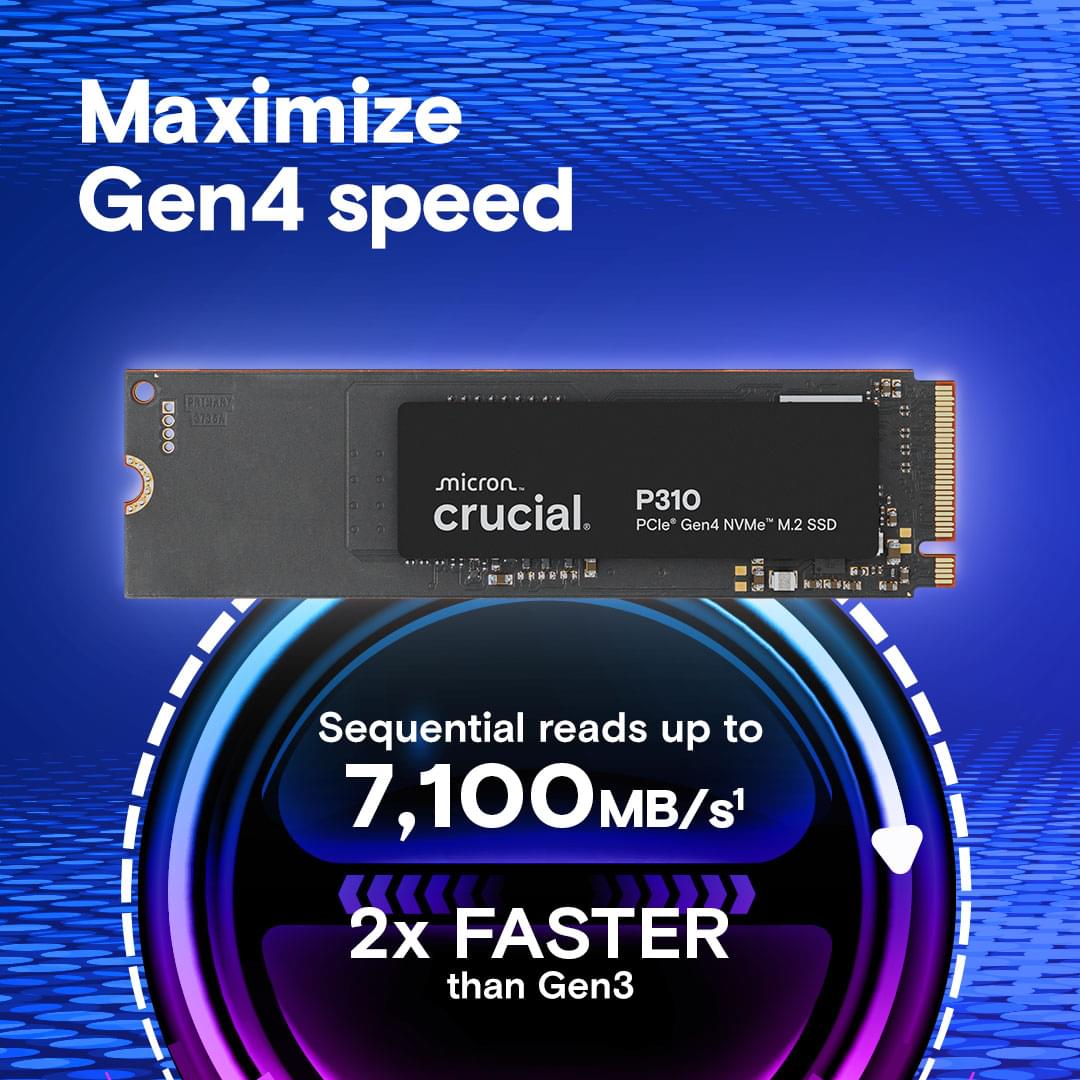 Crucial P310 1TB PCIe Gen4 NVMe 2280 SSD 1