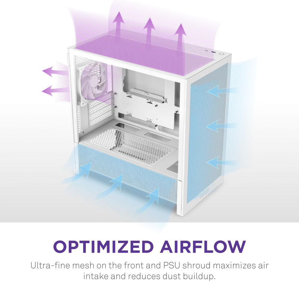 NZXT Chassis H3 Flow mATX White Cabinet 5