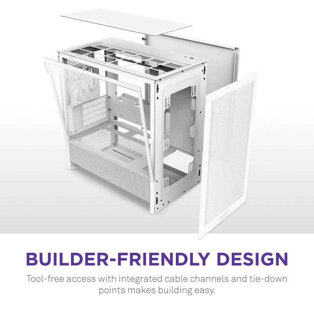NZXT Chassis H3 Flow mATX White Cabinet 7