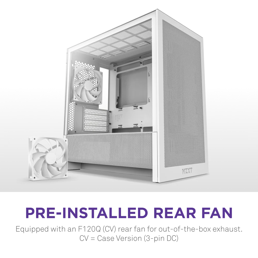 NZXT Chassis H3 Flow mATX White Cabinet 8