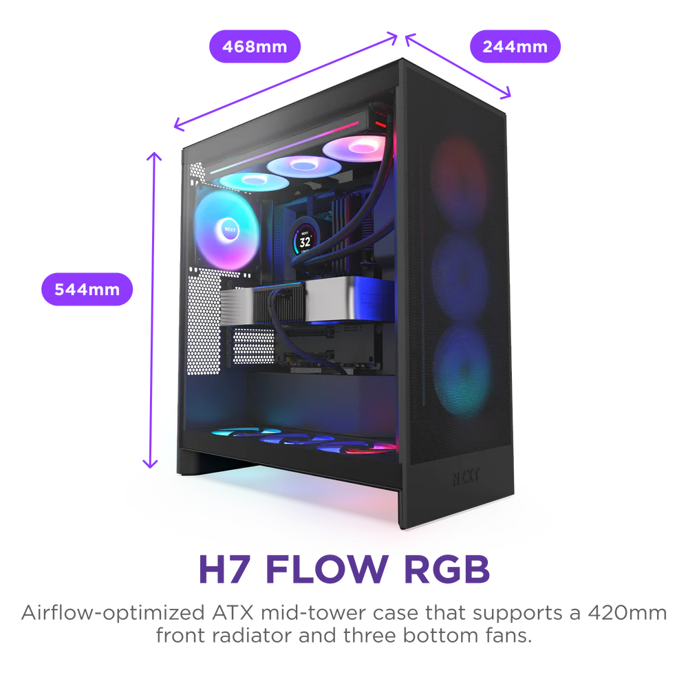NZXT Chassis H7 Flow RGB Black Mid Tower 6