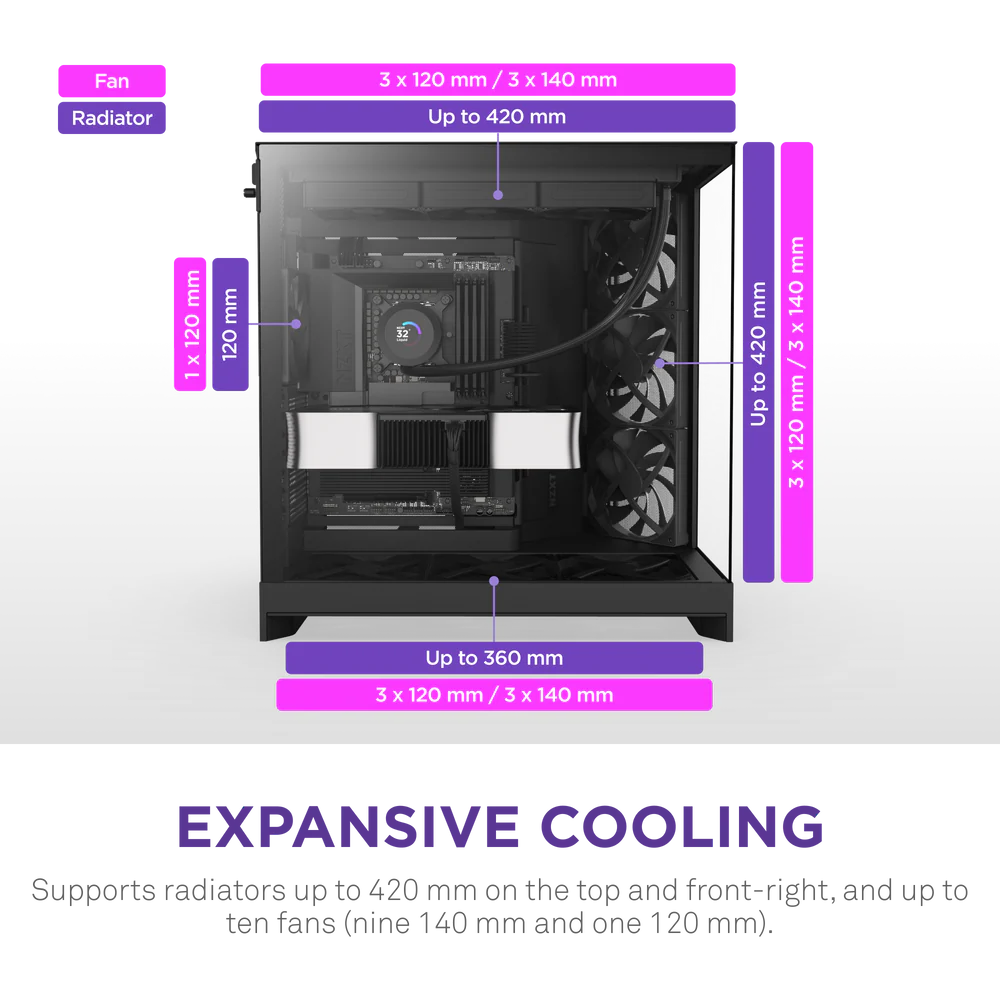 NZXT Chassis H9 Flow Black Mid Tower Case 2