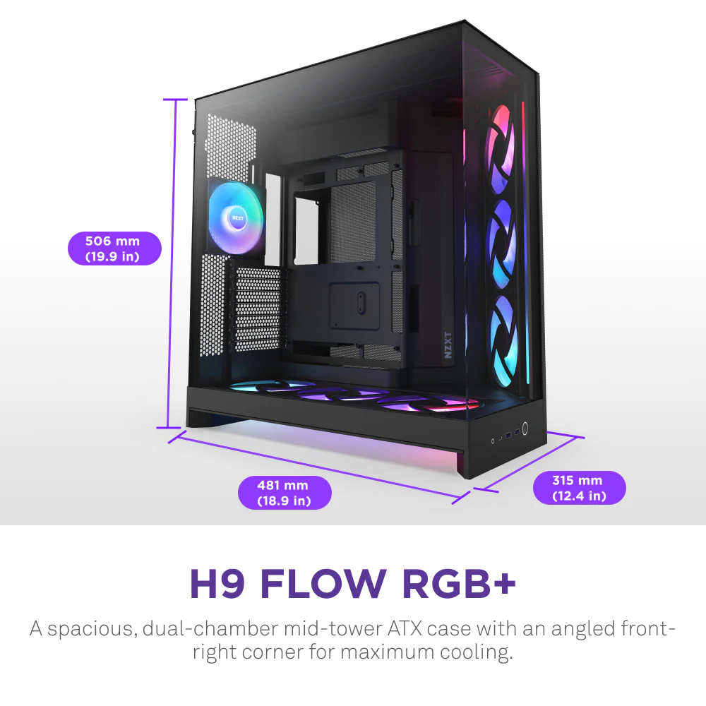NZXT Chassis H9 Flow RGB Plus Black Case 1