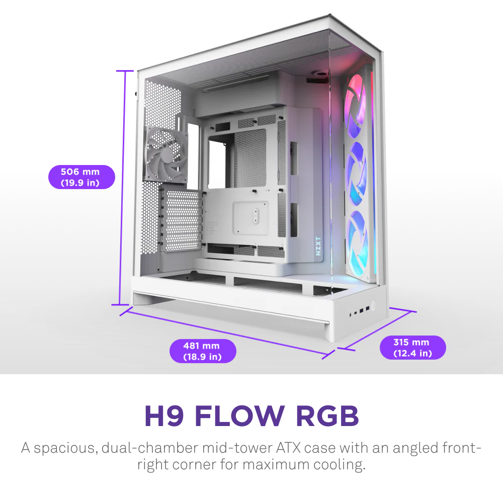 NZXT Chassis H9 Flow RGB White Cabinet 1