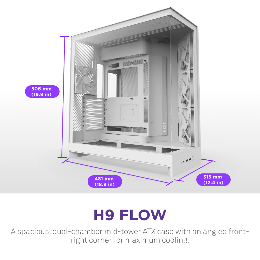 NZXT Chassis H9 Flow White Mid Tower Case 1