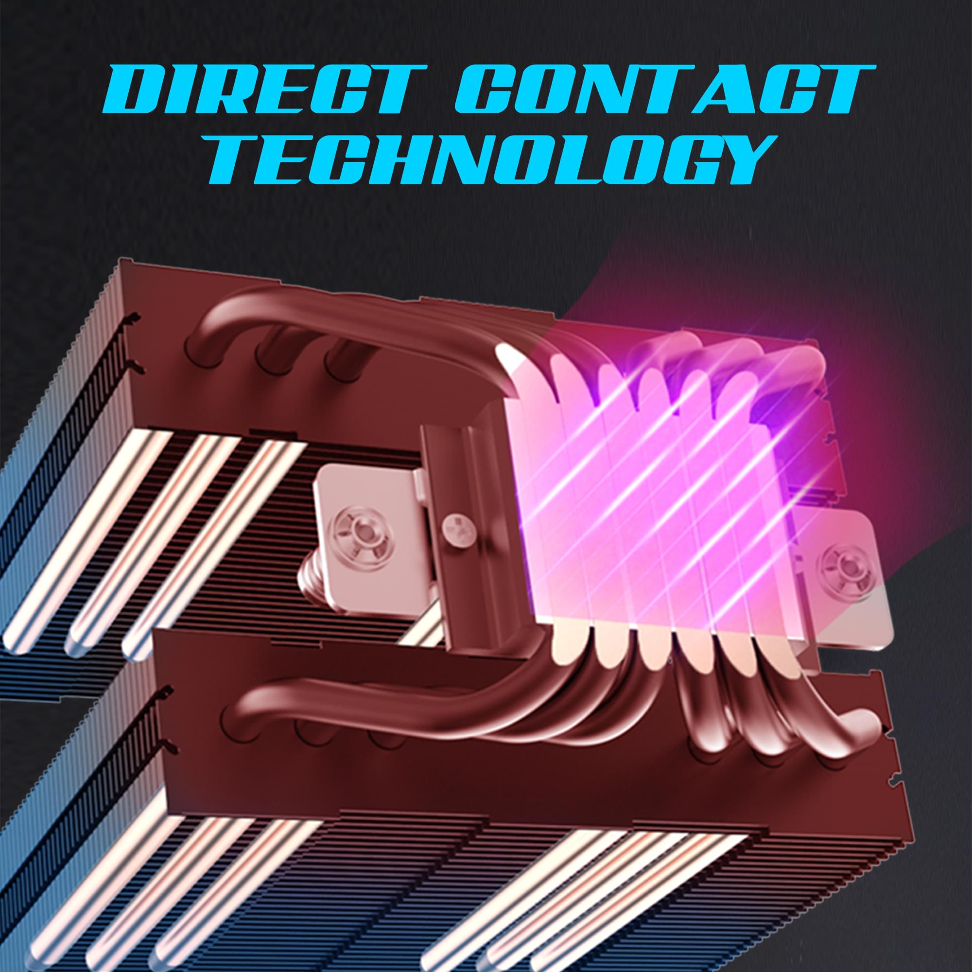 Ant Esports ICE-C621 Dual Tower CPU Air Cooler – 6 Copper Heatpipes, Dual 120mm ARGB PWM Fans, All-Black Stealth Design, Compatible with Intel LGA 1700/1851 & AMD AM5 - Image 4