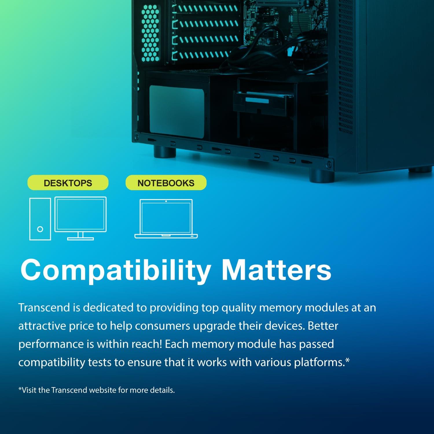 Transcend 4GB DDR4 3200 MHz Laptop Memory, up to 25.6GB/s. - 260 pin, 1.2V, 1Rx8, CL22 DIMM Type - Unbuffered SO-DIMM Memory - JM3200HSH-4G - Image 3